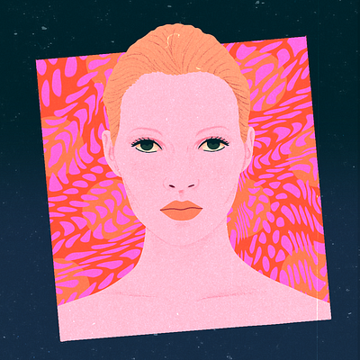 Kate Moss III colorful groovy illustration kate moss pattern portrait psychedelic retro texture vintage