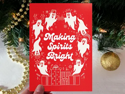Making Spirits Bright Holiday Card christmas card christmas ghosts genty getcreativewithprocreate ghosts gothmas happy holidays holiday card holiday card 2020 holiday cards illustration line illustration procreate spirits spooky spooky christmas