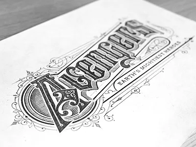 Lettering for Marvel avengers custom lettering design handlettering identity lettering marvel sketch typography victorkevruh vintage