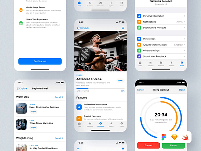 Swift Fitness: iOS 14 App Kit I design digital design ios ios app ios app design mobile mobile ui mobile ui kit product design ui ui for mobile uiux