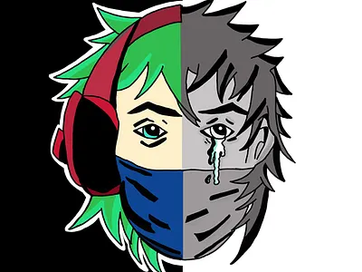 No music life anime animeart blackandgrey illustrator music photoshop art sad