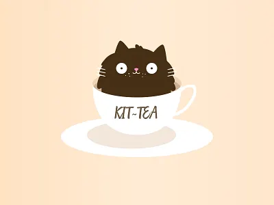 KIT-TEA CAT T-Shirt beautiful brown browns cat character cozy creative cup of coffee cup of tea cute design funny happy i like cats very much illustration lovely positive simple summer feeling warm