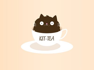 KIT-TEA CAT T-Shirt beautiful brown browns cat character cozy creative cup of coffee cup of tea cute design funny happy i like cats very much illustration lovely positive simple summer feeling warm