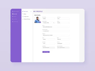 Edit Profile design edit menu my profile navigation profile purple sidebar menu ui user info user picture ux