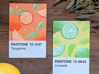 Pantone postcard paintings art handmade illustration nature painting