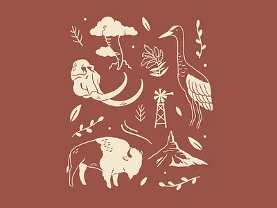 On the Plains design animals art bison graphic design hand drawn illustration nature procreate procreate art vector