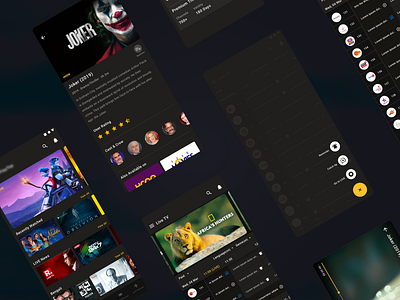 Entertainment App android android tv app design dark glass ios mobile app ott streaming app