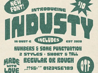 INDUSTY Font Family custom font custome typeface digital digital goods font family goods hand lettering illustraion industrial lettering typeface typography