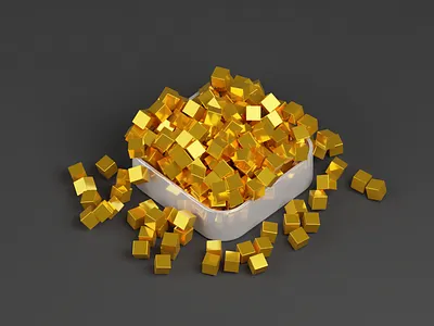 Gold full of Bucket 3d art blender cubes gold lighting modeling photoshop rendering