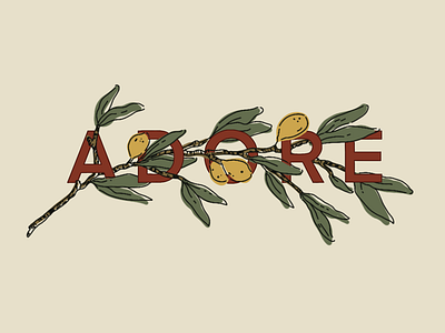 Adore Him adore advent branch christmas design graphic hand letter hymn illustration lettering olive typography