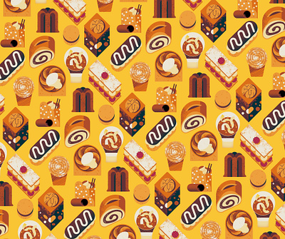 Sweet Treats character cookery digital folioart food illustration owen davey pattern