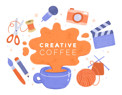Creative Coffee Leicester Logo branding coffee creativity digital illustration event friendly fun fun illustration icons illustrated icons illustrated logo illustration logo logo design networking