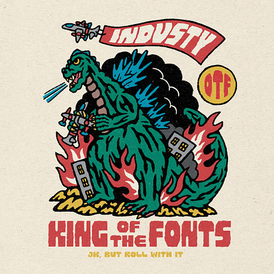 INDUSTY King of the Fonts brand and identity branding custom font custom typeface custom typography design font font family funny godzilla graphic design hand drawn hand lettering illustration logo monster typeface typography vector vintage