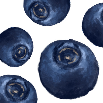 Oh, So Blue. aesthetic blue blueberry digital art digital painting food fruit fruit illustration impressionism painting