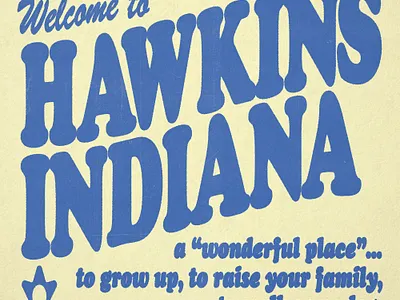 Welcome to Hawkins branding design font fonts funny hawkins hawkinsavclub horror illustration lettering letters logo scary scifi spooky typography vintage