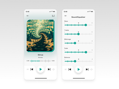 Music Player with Sound Equalizer app design bonobo design design challenge figma light mode mobile app mobile ui music music app music interface music player music player app music player ui music ui sound equalizer teal ui ux