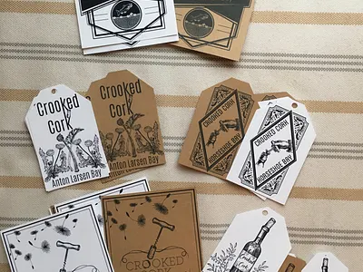 Crooked Cork Wine label assortment adobe cc digital art graphic design packaging design wine label