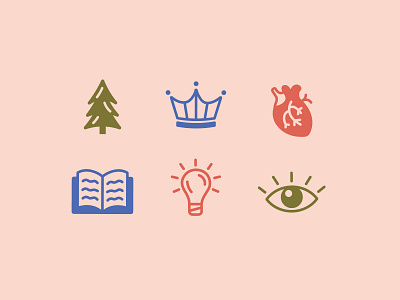 Arcadia Creative Co. Icon Set book crown eye handdrawn heart icons iconset illustration lightbulb tree