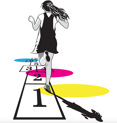 Hopscotch Logo girl illustration graphic design illustrator logo logo design vector art