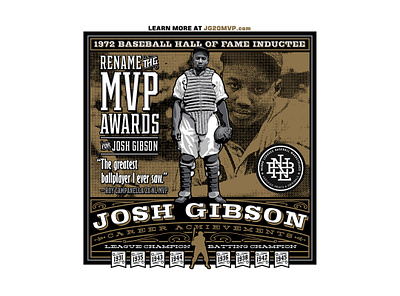 Josh Gibson-Renaming of the MLB MVP Awards. graphic design homestead grays illustration josh gibson major league baseball mlb negro league baseball negro leagues poster