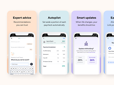 App Store Screenshots android app app app store apple benefits catch chat conversational ui finance fintech fintech branding health insurance insurance ios native product design screenshots taxes ui uiux