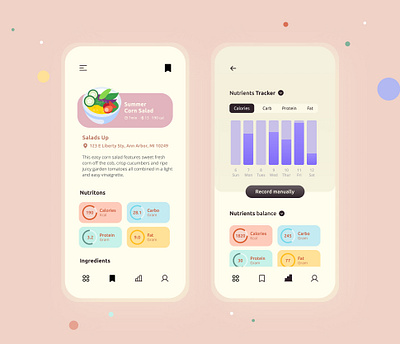 FoodWatcher bar graph design food app illustraion local business nutrients uiux
