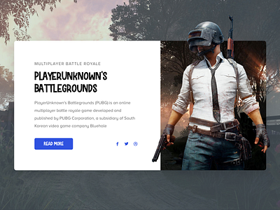 Clean Gaming Info Card battle royal card design gaming hero landing page pubg sketch ui user experience user interface ux video games