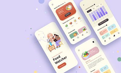 FoodWatcher bar graph calories design food app get started illustraion local business nutrients uiux