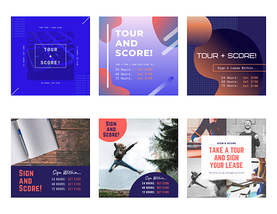 CC: Sign + Score Special (Ideas 02-07) apartments canva graphicdesign instagram instagram post leasing marketing student housing