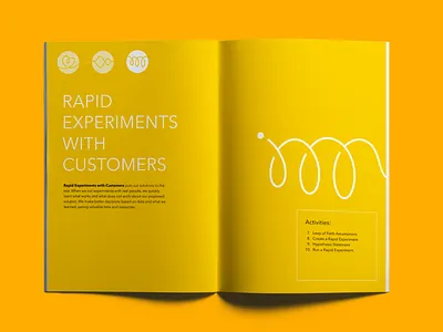 Innovation course workbook interior view academy illustration print design publication design