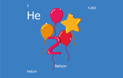 Helium balloon balloon chemistry flat graphic design helium icon illustration illustrator minimal periodic table science