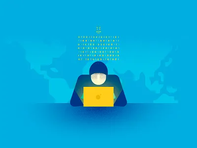 Hack the world character color design flat illustration vector