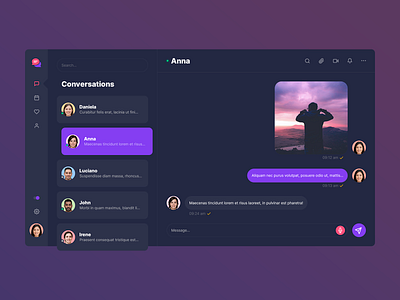 Corporate Messenger App - Dark Version app design flat minimal ui ux