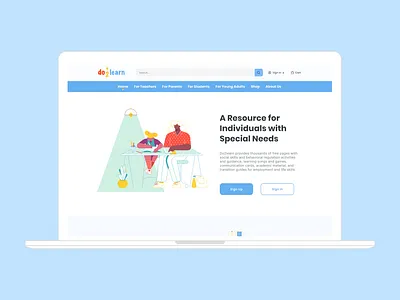 Do2Learn Landing Page blue branding design education education logo education website green illustration logo red sign up ui ux web