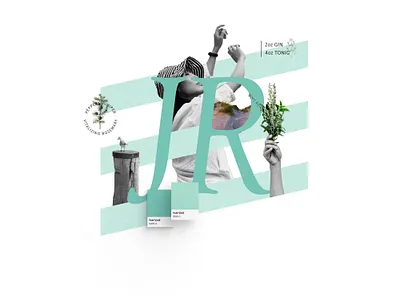 Abstract Fragrance Collage beach collage cutout herb mood board stripes