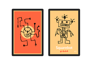 Robot Card (Back/Front) black border card collage drawing kids robot rounded corners stroke