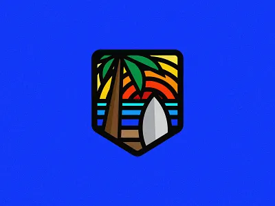 Adventure pack stickers 3/10 badge design badge logo badgedesign beach illustration lineart linework sunrise sunset surfing vector vectorart