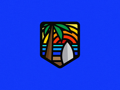 Adventure pack stickers 3/10 badge design badge logo badgedesign beach illustration lineart linework sunrise sunset surfing vector vectorart