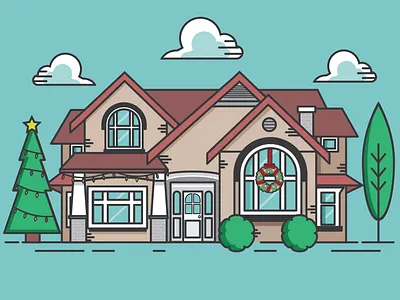 Illustration of a holiday decorated house adobe adobeillustrator art color creative drawing holidays house illustration illustrator vector