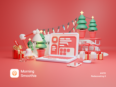 Redecorating II 3d 3d art blender blender3d christmas christmas card christmas party christmas tree diorama gift holiday holidays illustration isometric isometric design isometric illustration laptop low poly office workspace