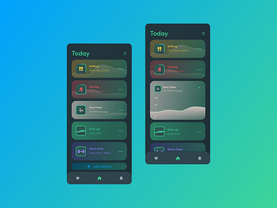 Workout Tracker #DailyUI #041 041 dailyui dailyui 041 dailyui041 dailyuichallenge dark ui design figma figmadesign fitness tracker glass effect ui workout tracker