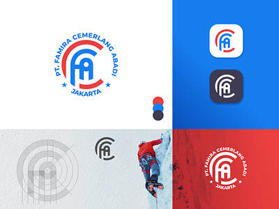 Logo PT Famira Cemerlang Abadi blue logo brand brand identity branding circle logo cv design golden ratio logo identity identity branding indonesia logo logo design negative space logo perusahaan pt red logo simple design simple logo