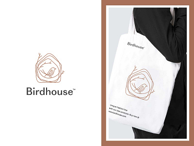 Birdhouse logo apparel branding apparel logo bird home logo bird logo birdhouse bootique house logo clothing branding clothing line logo fashion line logo home logo mens fashion logo tan color textile logo womens apparel logo