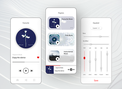 Music Player App app app design application clean design clear design monochromatic monochrome music app music player player transparent ui uidesign ux ux ui ux design white white background