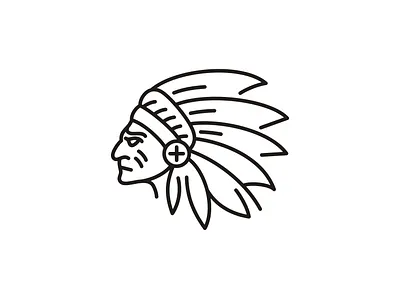 American Native Indian Chief Headdress line art Logo america american ancient apache armor black brave character cherokee chief cowboy culture design drawing drawn ethnic face line mexico native