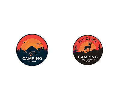 Outdoor Logo animal campforest camping deeer pine tree wood