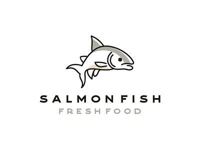 Line art Salmon Poke Bar Logo bowl cookery design dinner eatery fish food fresh icon illustration japanese logotype meal rice salmon seafood set signs sushi vector