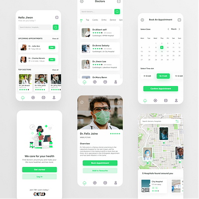 Medical appointment Booking App app app design creative design design minimal ui uidesign uidesigner uidesigns ux uxdesign