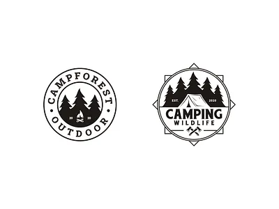 Camping outdoor axe bonfire campfire camping logo outdoor pine tree