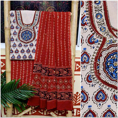 Ajrakh Dress Material Online SSEthnics ajrakh cotton fabric ajrakh dress materials ajrakh dupatta ajrakh fabric ajrakh saree old tradition craft